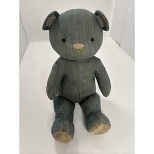 Emily & Meritt for Pottery Barn Kids Denim Plush Teddy Bear with Gold Ac...